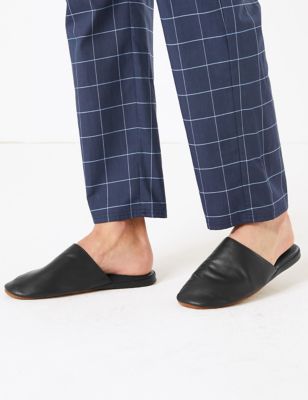 marks and spencer mens leather slippers