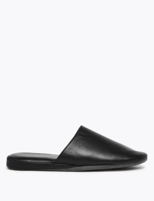 mens slip on slippers leather