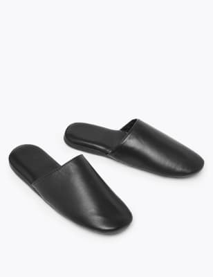 Mens leather mule discount slippers