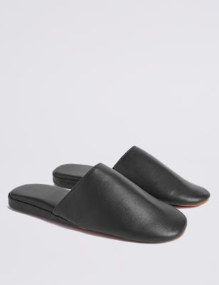 mens leather mule slippers