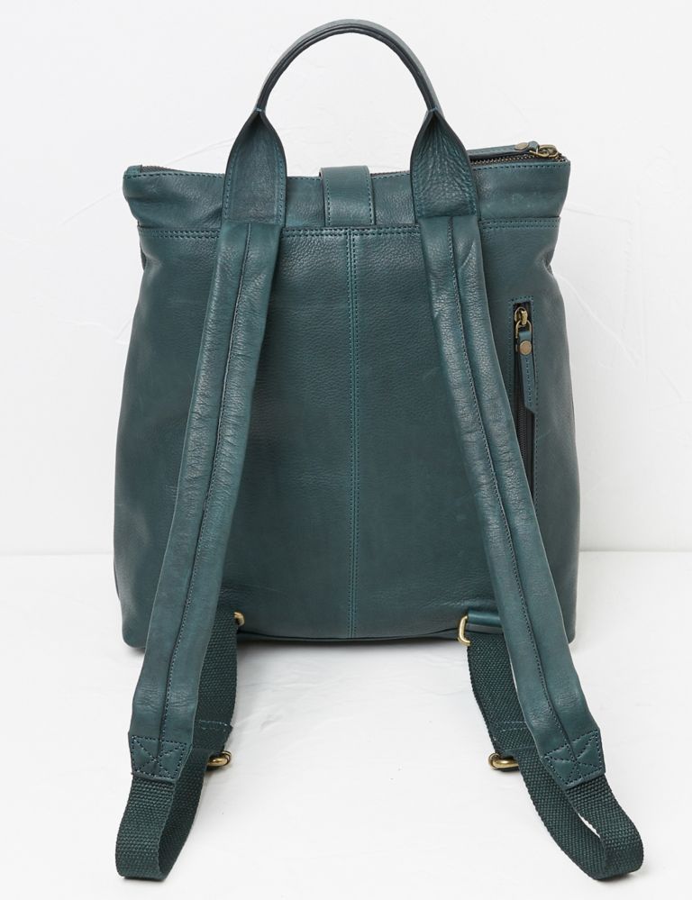 Leather Multi Pocket Buckle Detail Backpack 2 of 4