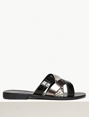 Leather Multi Strap Mule Sandals Image 2 of 5