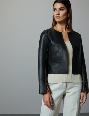 Reversible sales leather jacket