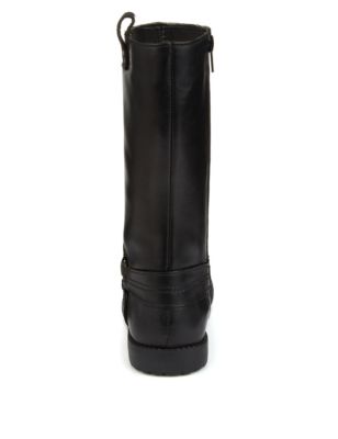 Leather Panelled Calf Length Boots Image 2 of 5