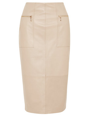 Leather Panelled Pencil Skirt Image 2 of 5