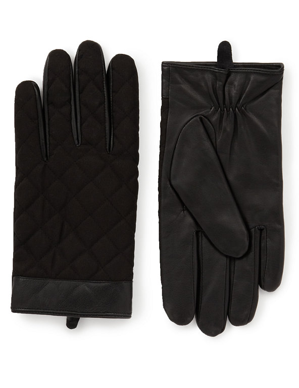 Leather Panelled Quilted Gloves with Thinsulate™ Image 1 of 1