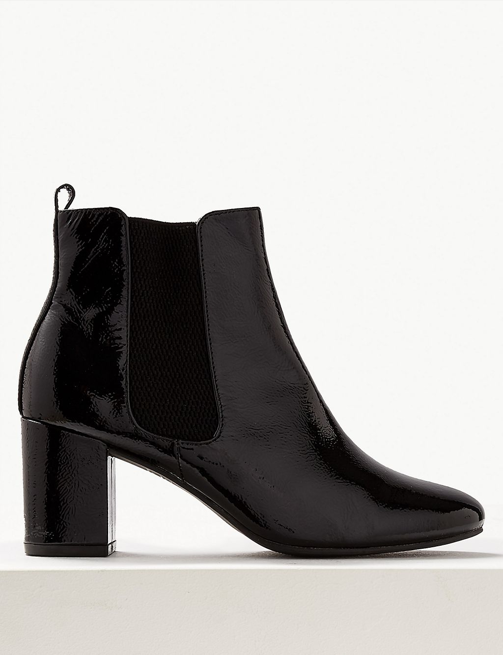 Leather Patent  Block Heel Chelsea Ankle Boots 2 of 5