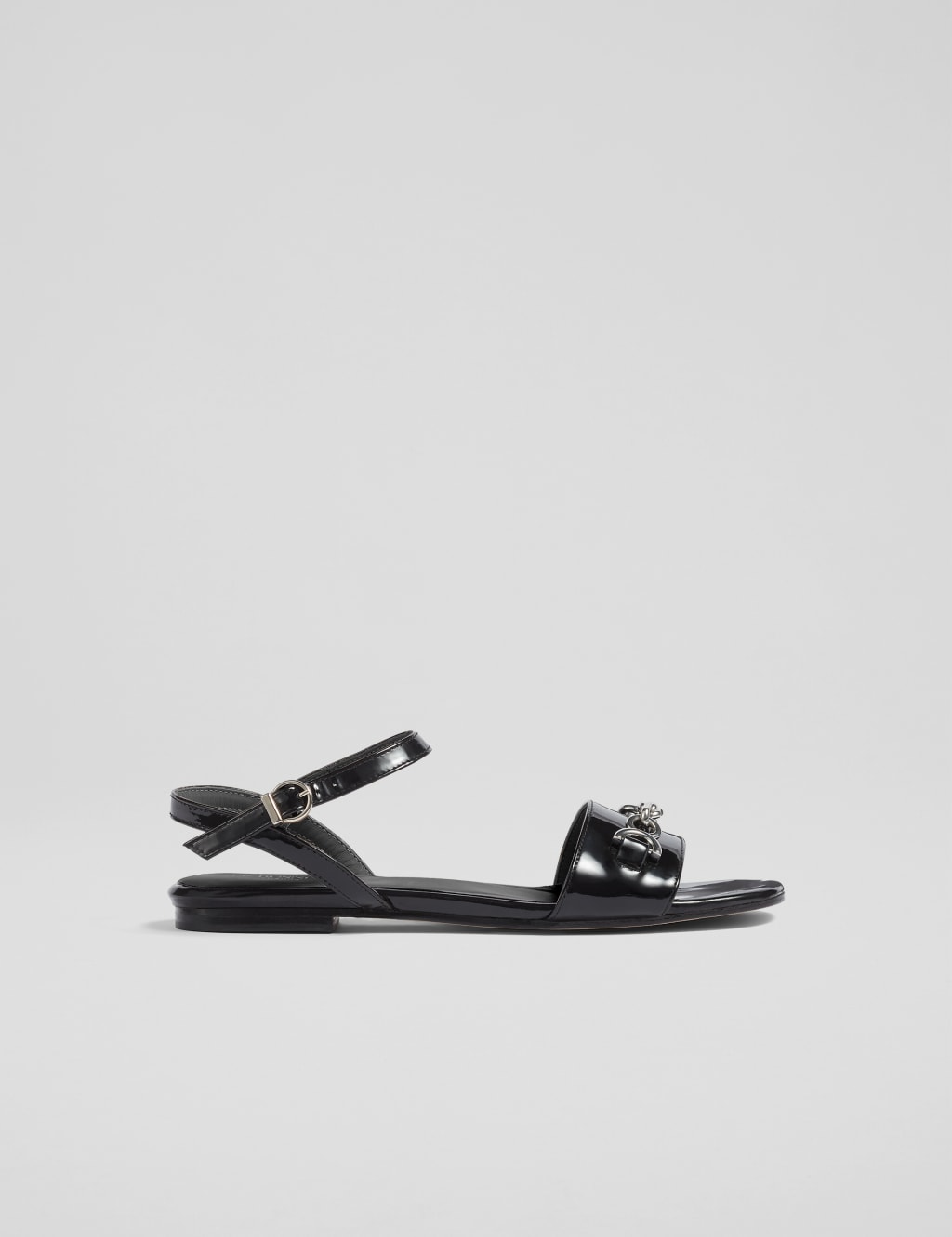 Leather Patent Ankle Strap Flat Sandals 3 of 4