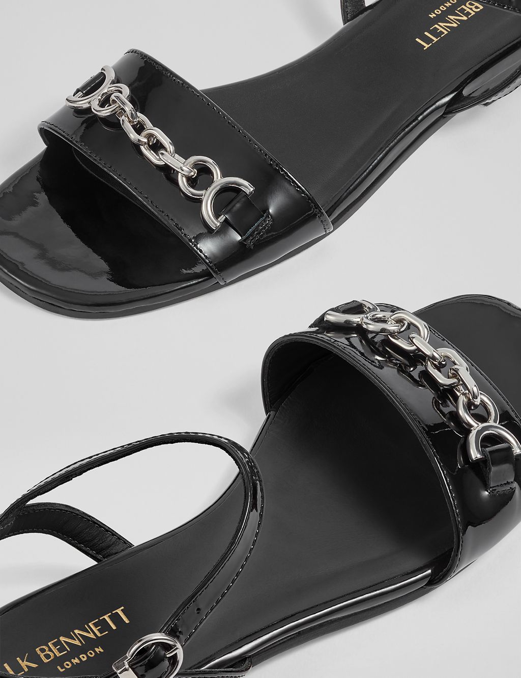 Leather Patent Ankle Strap Flat Sandals 2 of 4