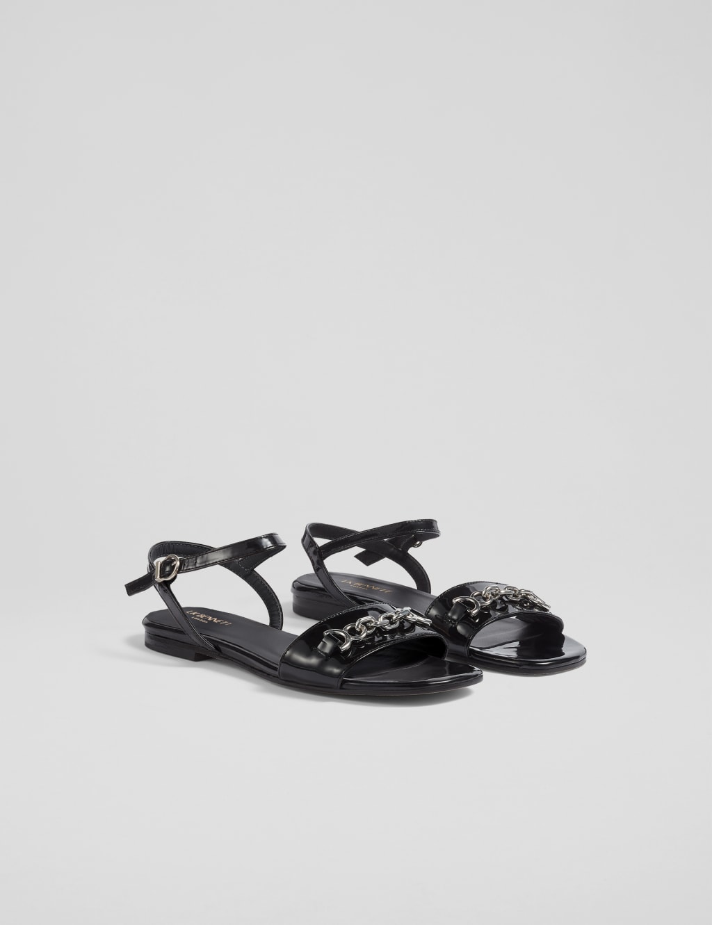 Leather Patent Ankle Strap Flat Sandals 4 of 4