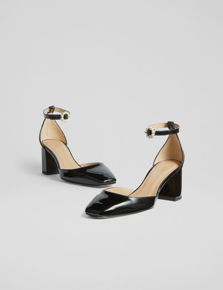 Leather Patent Block Heel Court Shoes 4 of 4