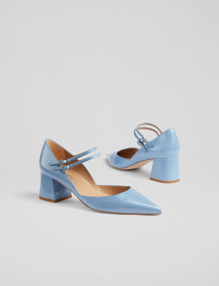 Leather Patent Block Heel Court Shoes 4 of 4