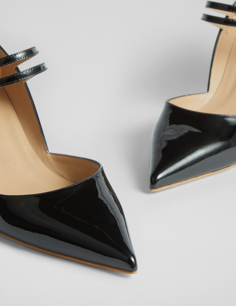 Leather Patent Block Heel Court Shoes 4 of 4