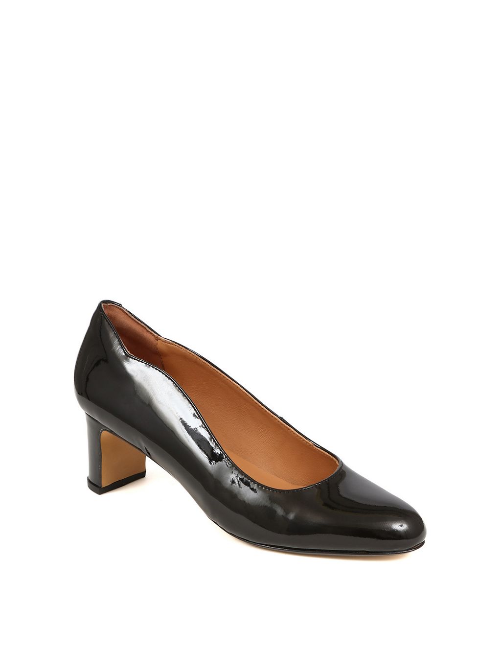 Leather Patent Block Heel Court Shoes 6 of 7