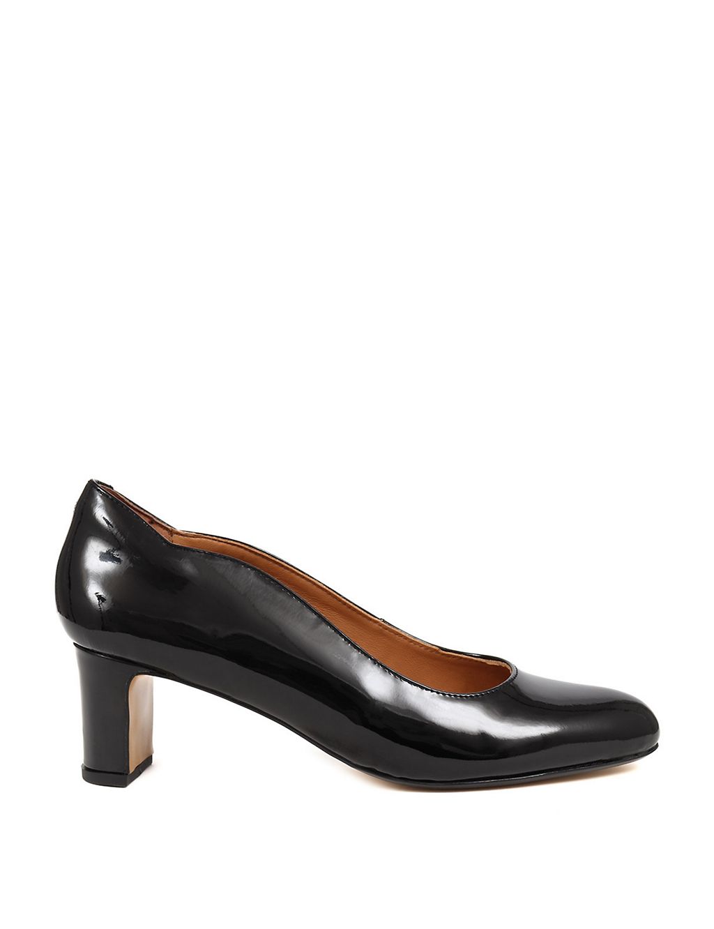 Leather Patent Block Heel Court Shoes 1 of 7