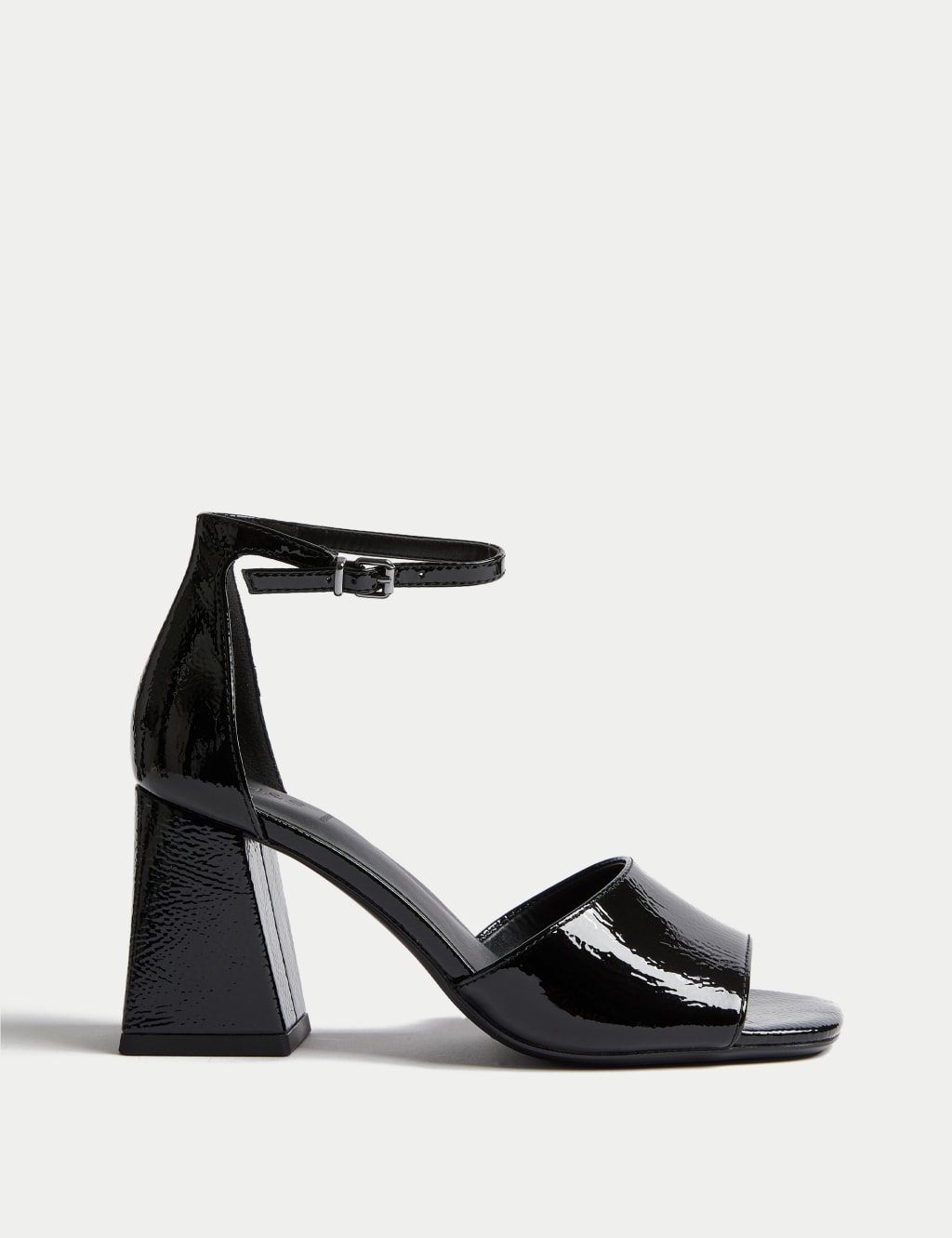 Leather Patent Block Heel Sandals M S Collection M S