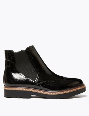 marks and spencer black patent boots