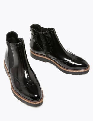 Patent brogue ankle outlet boots