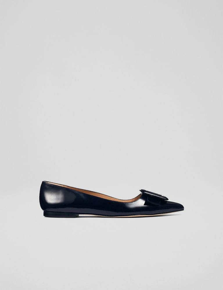 Leather Patent Buckle Flat Pointed Pumps 1 of 3