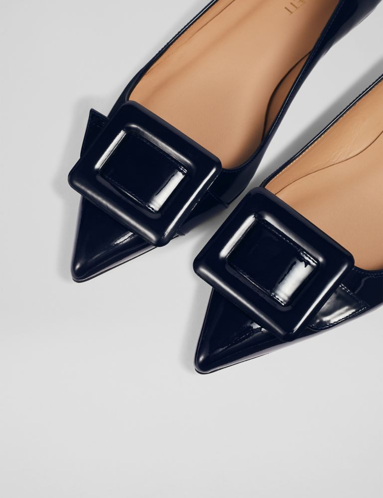 Leather Patent Buckle Flat Pointed Pumps 2 of 3