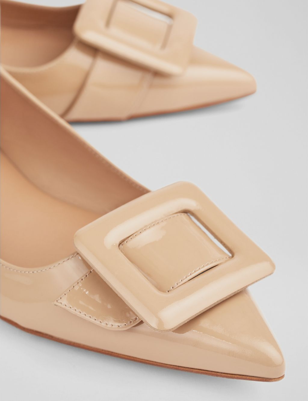 Leather Patent Buckle Flat Pointed Pumps 2 of 4