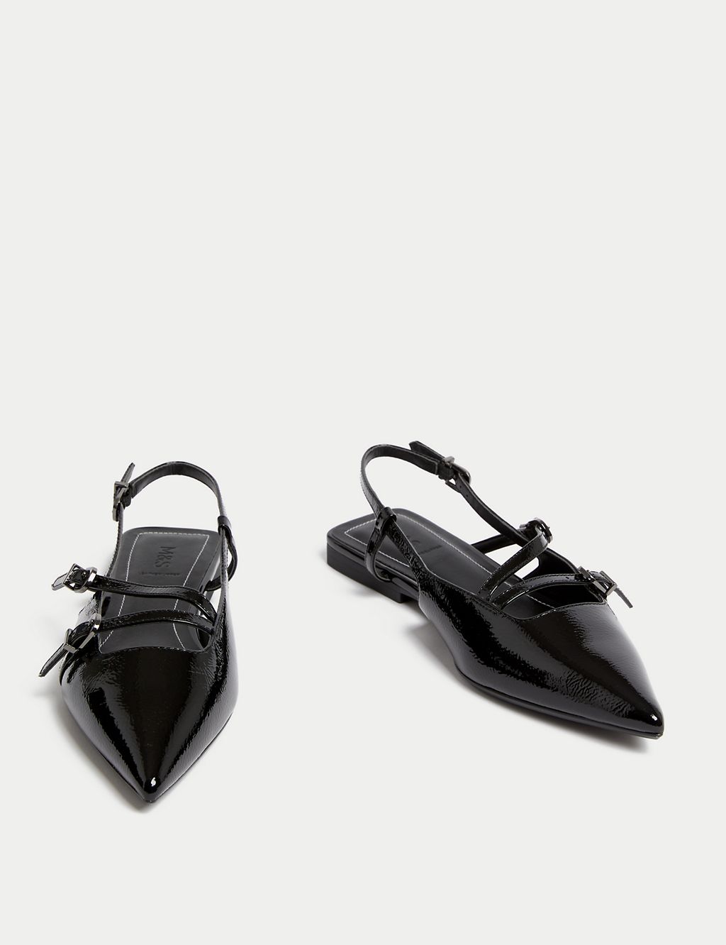 Leather Patent Buckle Flat Slingback Shoes 3 of 3