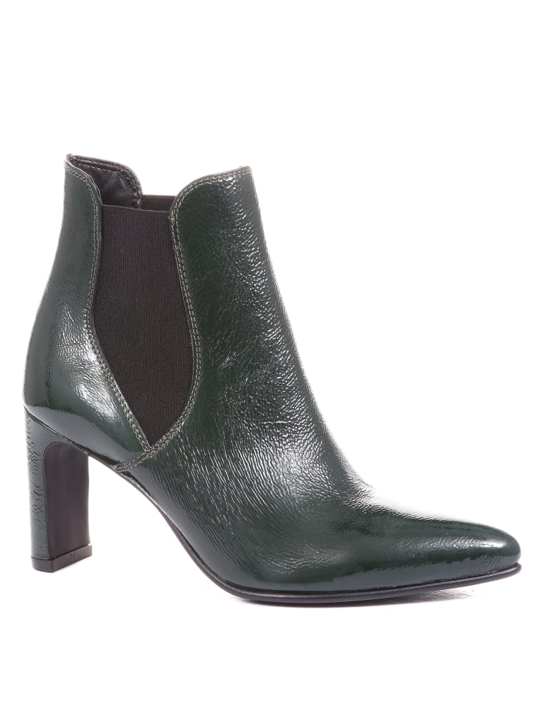 Leather Patent Chelsea Block Heel Boots
