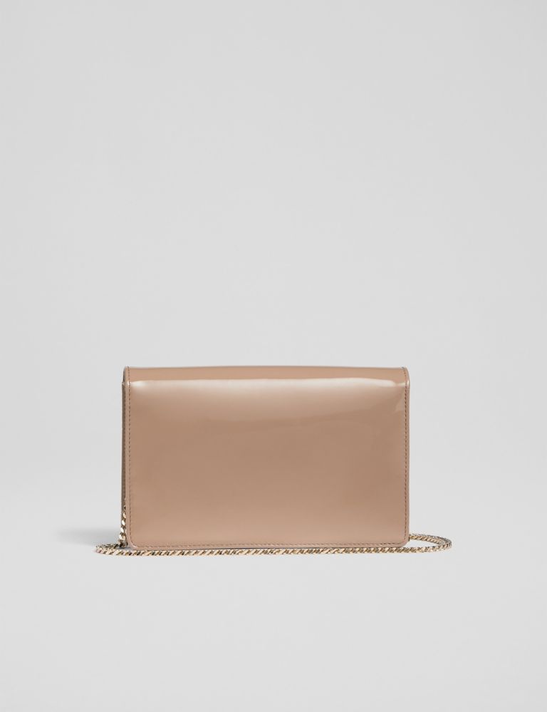Leather Patent Finish Chain Strap Clutch Bag 3 of 4