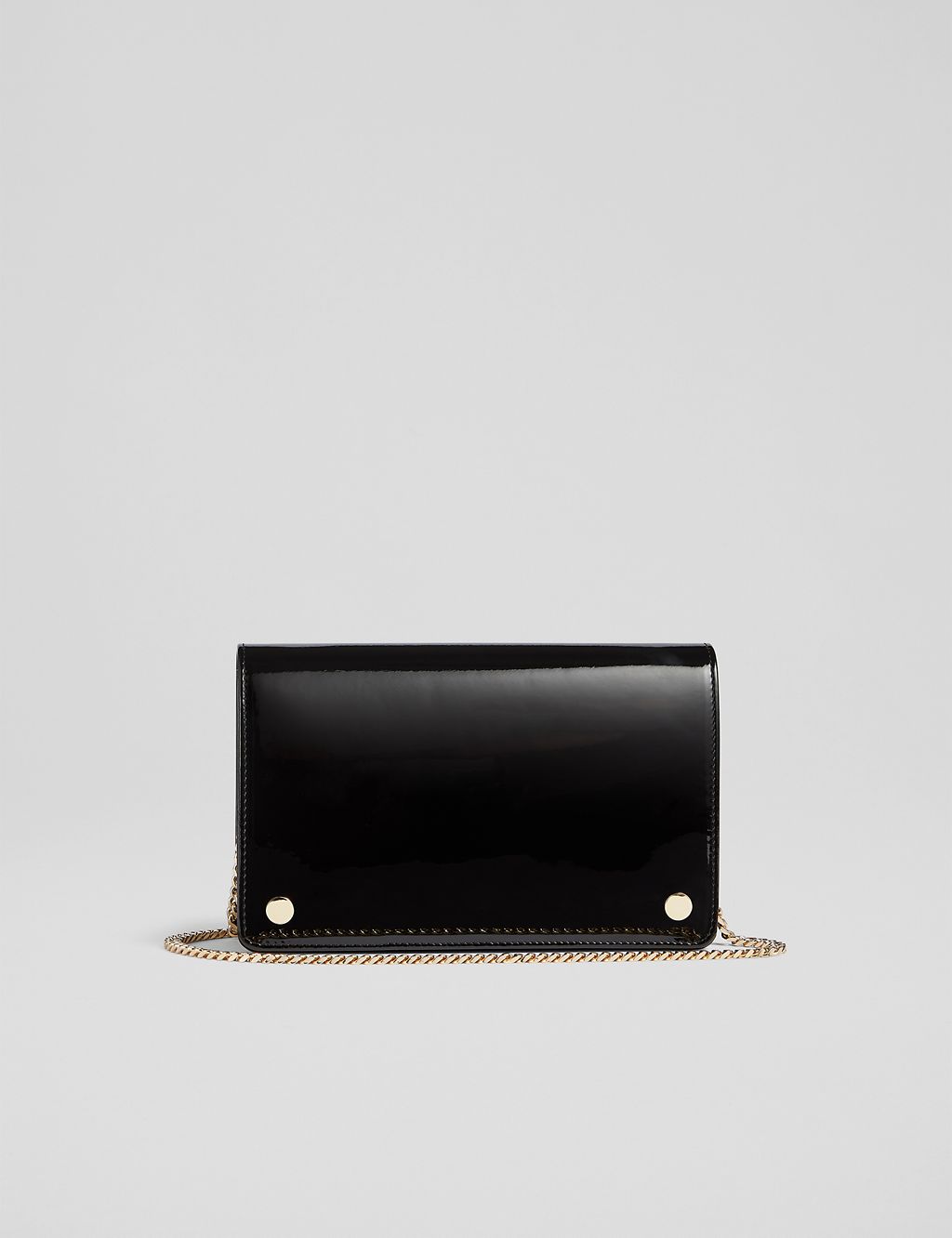 Leather Patent Finish Chain Strap Clutch Bag 3 of 3