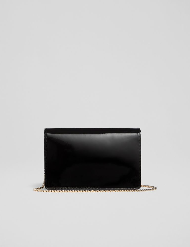 Leather Patent Finish Chain Strap Clutch Bag 2 of 3