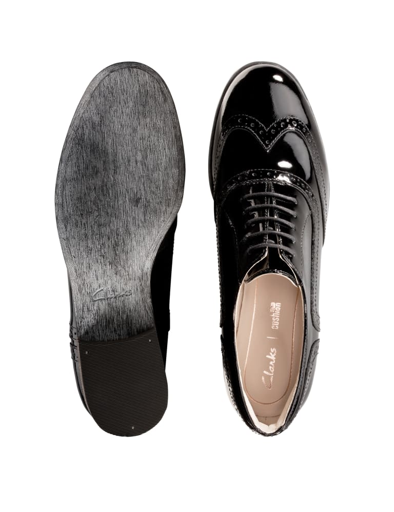 Clarks black patent brogues store