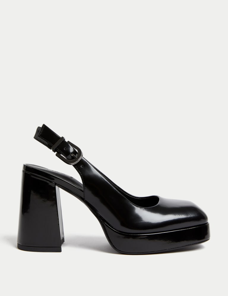 Leather Patent Platform Slingback Shoes | M&S Collection | M&S