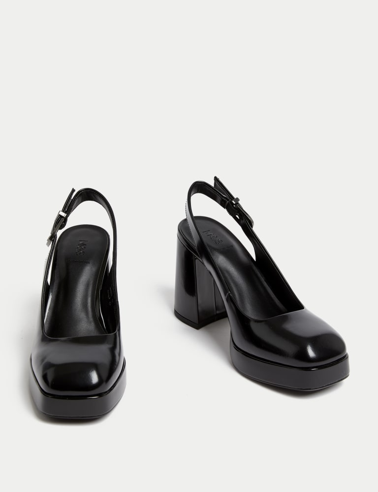 Leather Patent Platform Slingback Shoes 2 of 3