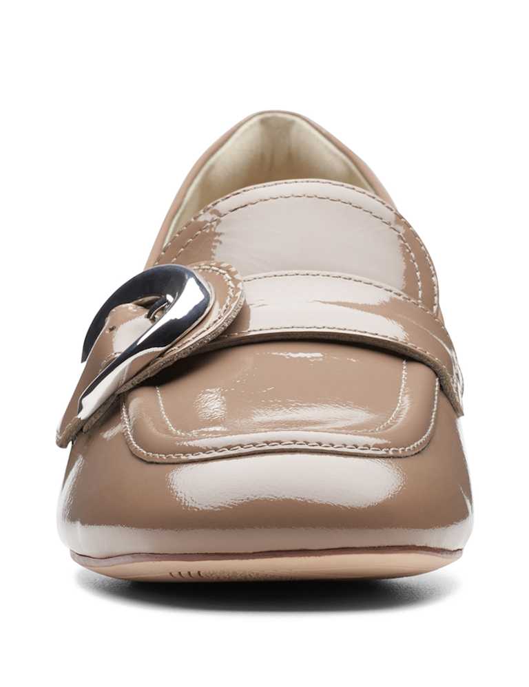 Leather Patent Slip On Block Heel Loafers CLARKS M&S