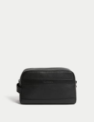 Leather Pebble Grain Washbag, Autograph