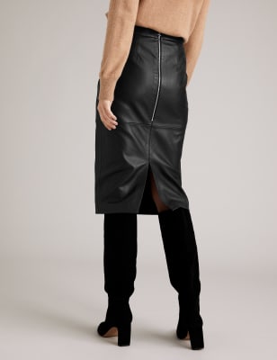 marks and spencer leather pencil skirt