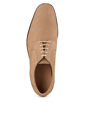 Leather Perforated Lace Up Derby Shoes Image 2 of 4