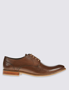 Leather Perforated Lace-up Derby Shoes Image 2 of 6