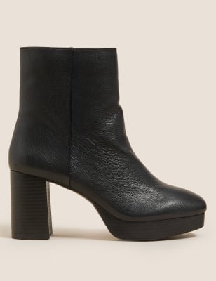black leather ankle boots platform