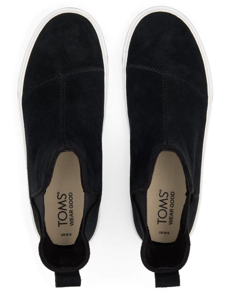 Toms black leather slip ons sales