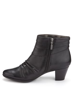Leather Pleated Ankle Boots Footglove M S