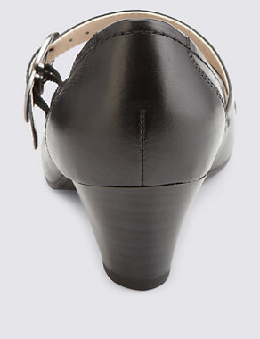 Leather Pleated Dolly Court Shoes Image 2 of 4
