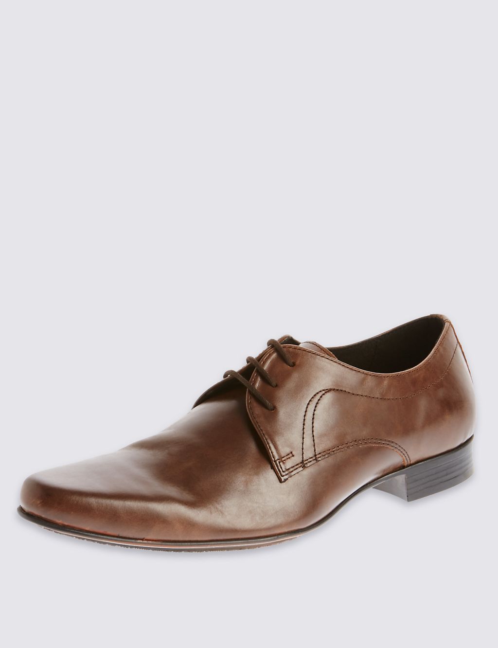 Leather Pointed Derby Lace-up Shoes 3 of 6
