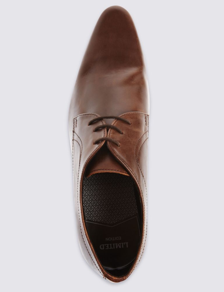 Leather Pointed Derby Lace-up Shoes 5 of 6