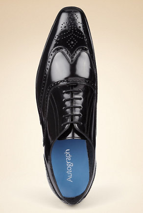 Leather Pointed Toe Brogue Shoes Image 2 of 4