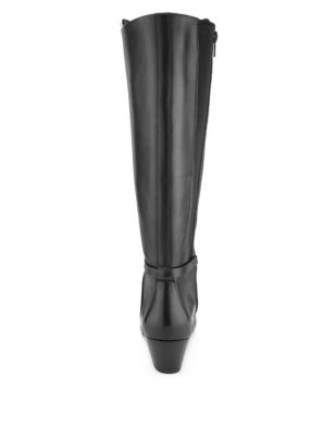 Leather Pointed Toe Long Boots with Stretch Zip & Insolia® Image 2 of 4