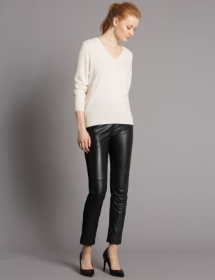 m&s leather look leggings