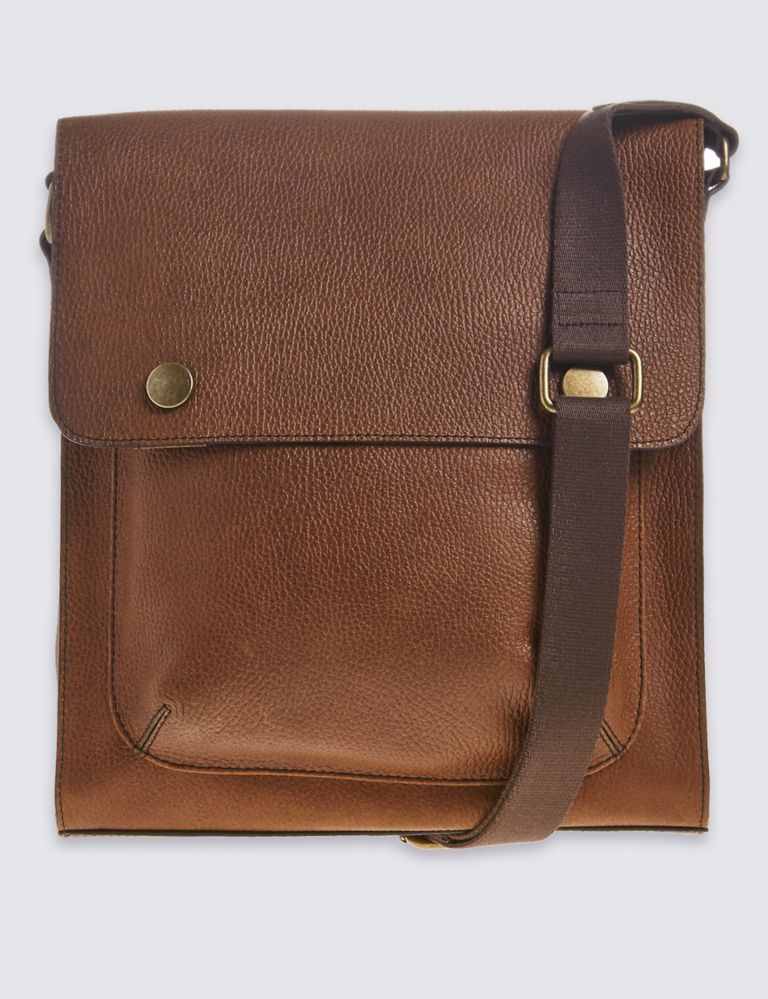 Leather Press Stud Messenger Bag 2 of 5