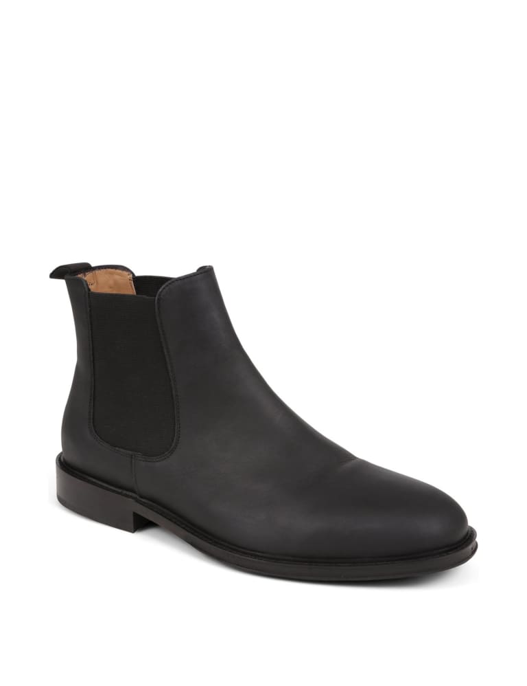 Mens black leather sales pull on boots