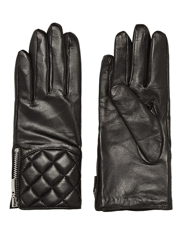 Leather Quilted Cuff Gloves Image 1 of 2